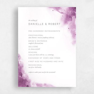 Mauve, Purple Wedding Program - Bartlett