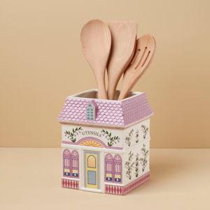 Lenox Spice Village Utensil Crock with Wood Utensils