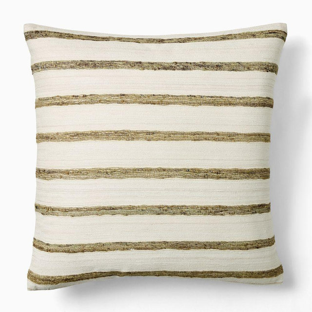 Silk Broad Stripe Pillow Cover 20"x20" Elm