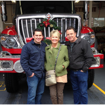 Joey with his Mom and Dad at the Twain Harte City Fire Department