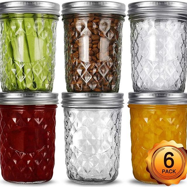 Glass Drinking Mason Jar Cups with Handle & Wooden Carrier with Reusable  Straws, Lids & Handles Set of 6, 16oz - Great Mother's Day Gift 