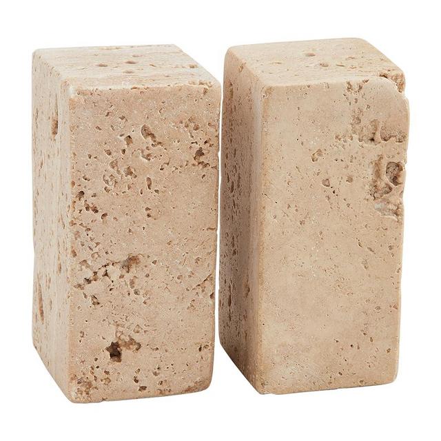 Mud Pie Travertine Salt and Pepper Set, 3 1/4" x 1 1/2", GRAY