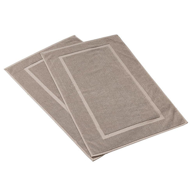 HILLFAIR 900 GSM Cotton Rug Bath Mats Pack of 2 (21x34 Inches), Absorbent Machine Washable Bath Mat for Hotel Spa Tub & Shower, Non Slip Floor Mat, Bathroom Decor Accessories: Stone