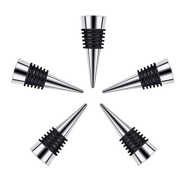 Stainless Steel Wine and Beverage Bottle Stoppers Ball Designed Wine Bottle Corks Tapered Storage Crafts Art DIY (5)