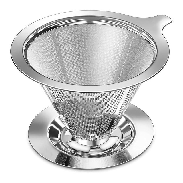 Pour Over Coffee Dripper, Slow Drip Paperless Coffee Filter, Pour Over Coffee Maker for 1-2Cups Brew, Double Mesh Design of Manual Reusable Cone Filter