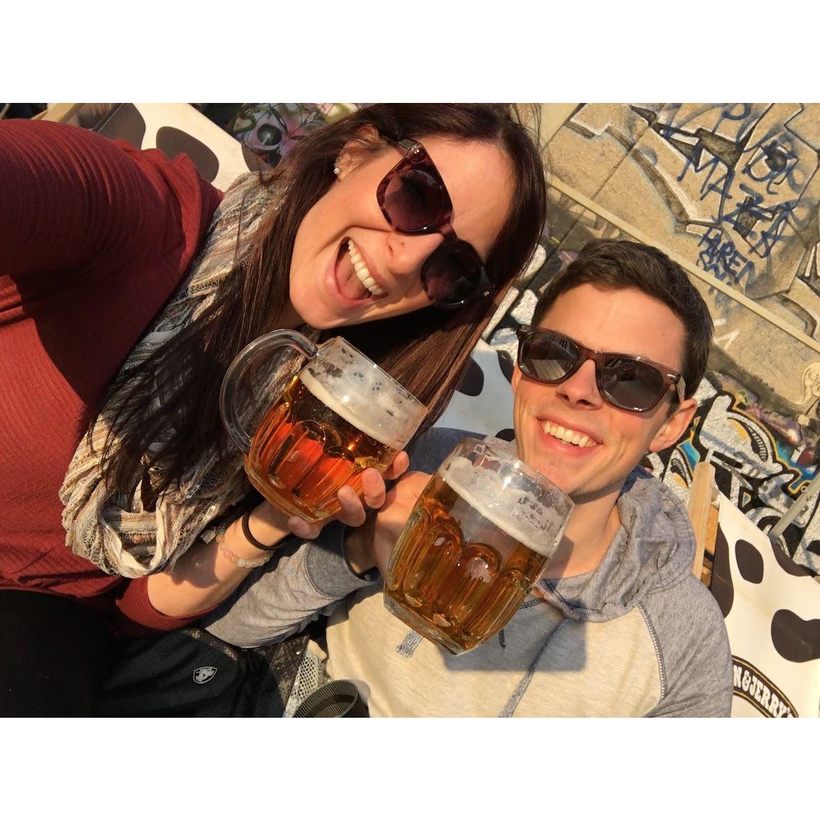 big mugs of beer in Austria 
2017
