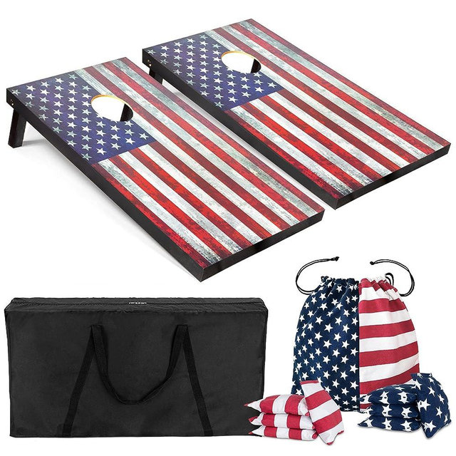 Nattork Solid Wood Cornhole Set, Corn Holes Outdoor Game, Cornhole Boards Games Set, Corn Hole Game Set Regulation Size Includes 2 Boards, 8 Beans Bags & Case, Perfect for Backyard, Beach, Lawn