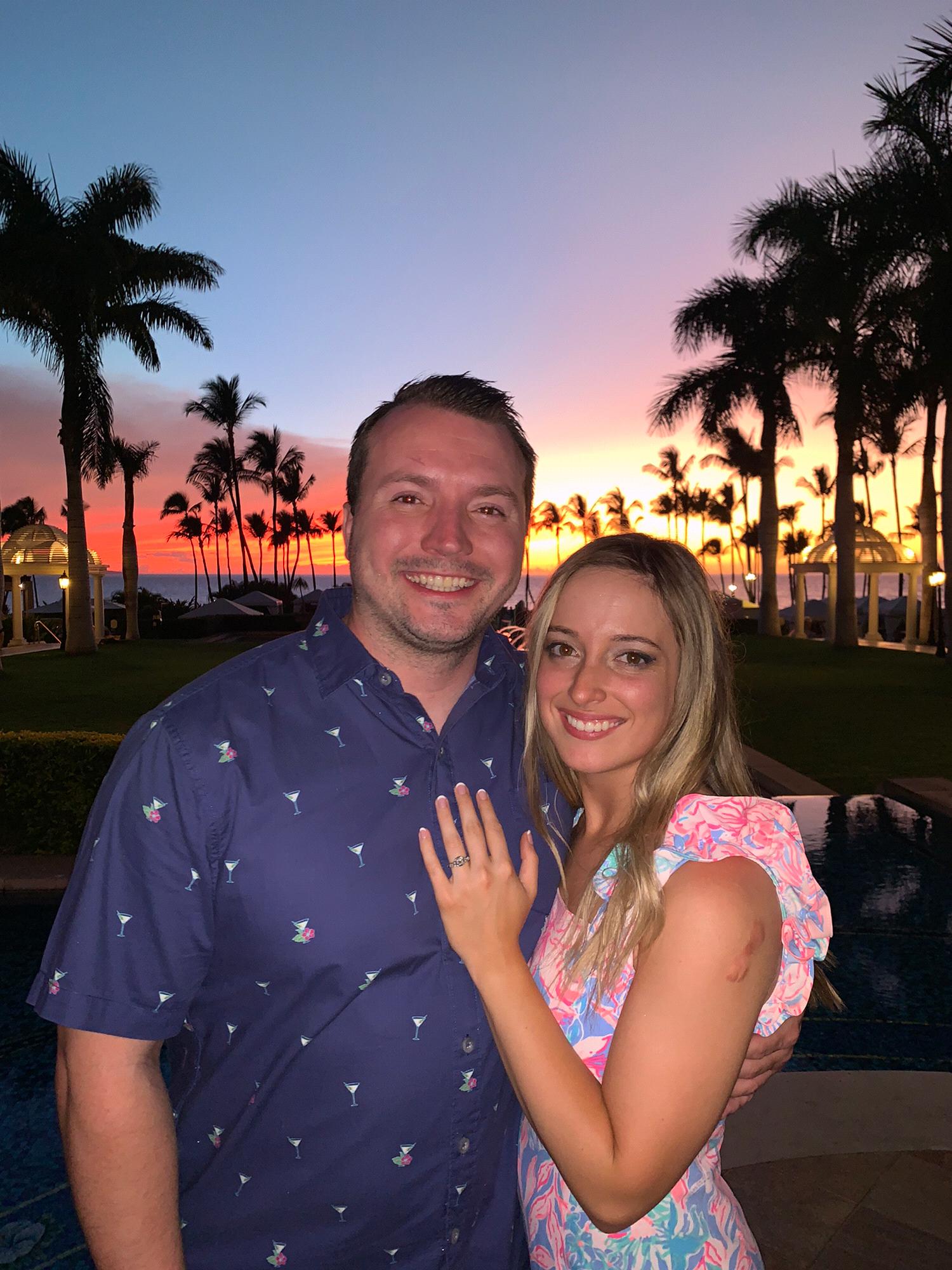 Moments after becoming engaged in Maui, HI at the Grand Wailea Resort!