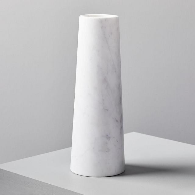 Foundations Marble Tapered Vase, White, 13"
