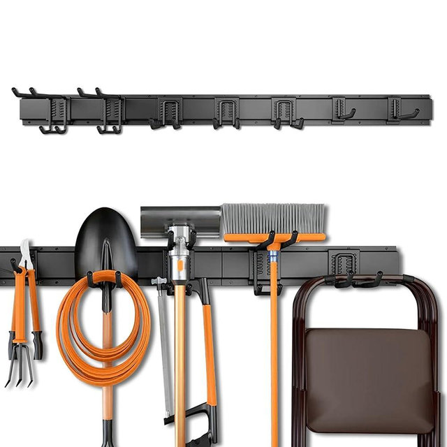 SUKIZZ Garage Storage, Garage Organization, Garage Tool Organizer Wall Mount, Garden Tool Organization and Storage 48.1 Inches, Max 450lbs Adjustable Metal Hooks, Hangers Garden Yard Tool Rack,