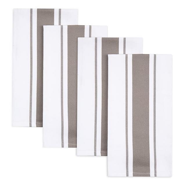 Sticky Toffee Cotton Kitchen Dish Towels, Stripe 4 Pack, 27.5 in x 19.5 in, Tan