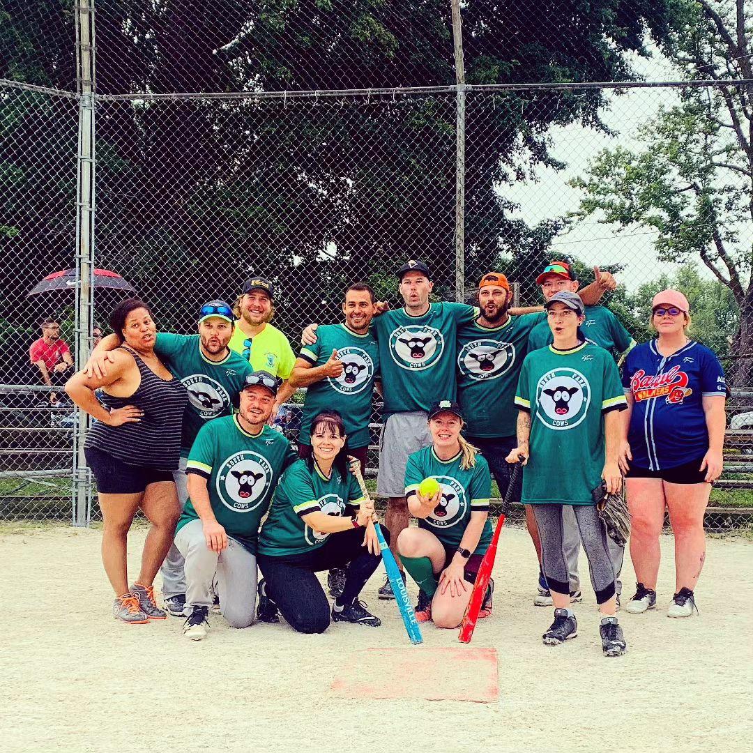 We live on the ball field. Here we are with our team "The South Park Cows".