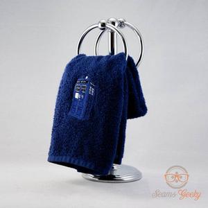 Doctor Who Hand Towel - TARDIS - Embroidered Geeky Bathroom Towel or Kitchen Decor