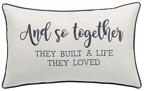YugTex Pillowcases Embroidered And So together they built a life they loved Pillow Wedding gift Newlywed Wedding Home decor Housewarming gift Bedroom decor Lumbar Pillowr (12"X20", And so(Ivory)grey)
