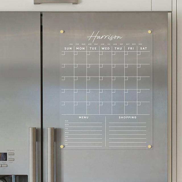 FRIDGE calendar Custom Family Name | Magnetic acrylic with customizable sections | Dry erase calendar