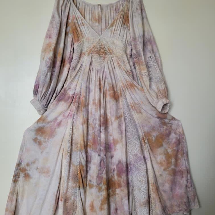My dress is finished and this is a STORY! The material did not take the dye well and did not come out how I had hoped.