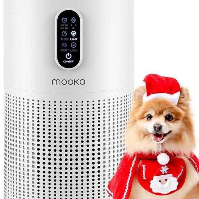 Air Purifiers for Home Large Room up to 1500 ft², MOOKA HEPA Air Purifier for Home Pets Hair in Bedroom with Aromatherapy, Air Filter Cleaner for Dorm, Pets, Office, 20dB, Night Light, B-D03, White