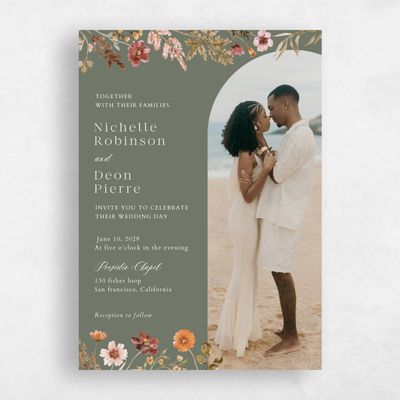 Dark Sage, Green Wedding Invitation - Viva Photo