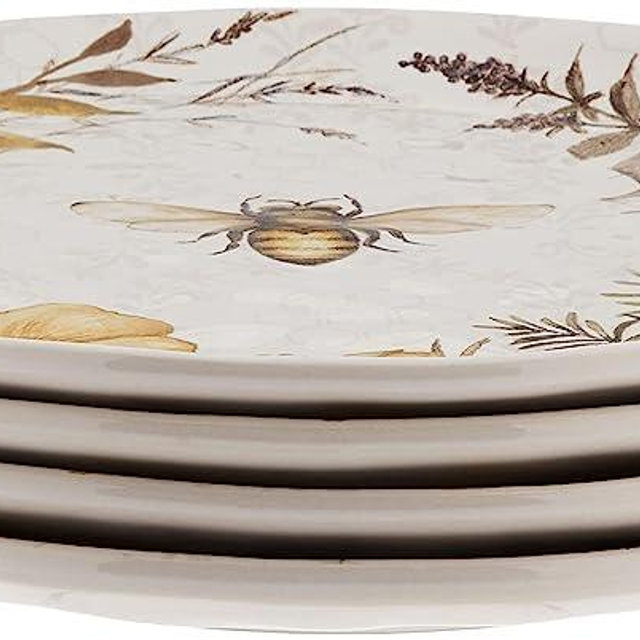 Certified International Bee Sweet 10.75" Dinner Plates, Set of 4, Multi Colored