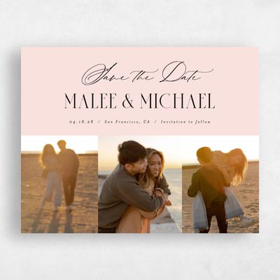 Blush, Pink Wedding Save the Date - Portsmouth Landscape
