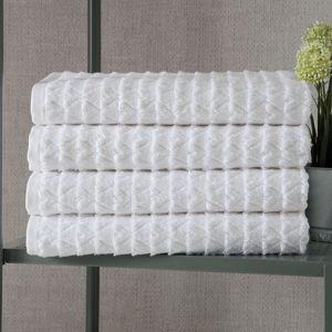 Spotts Midweight Jacquard Bath Towel (Set of 4) - White