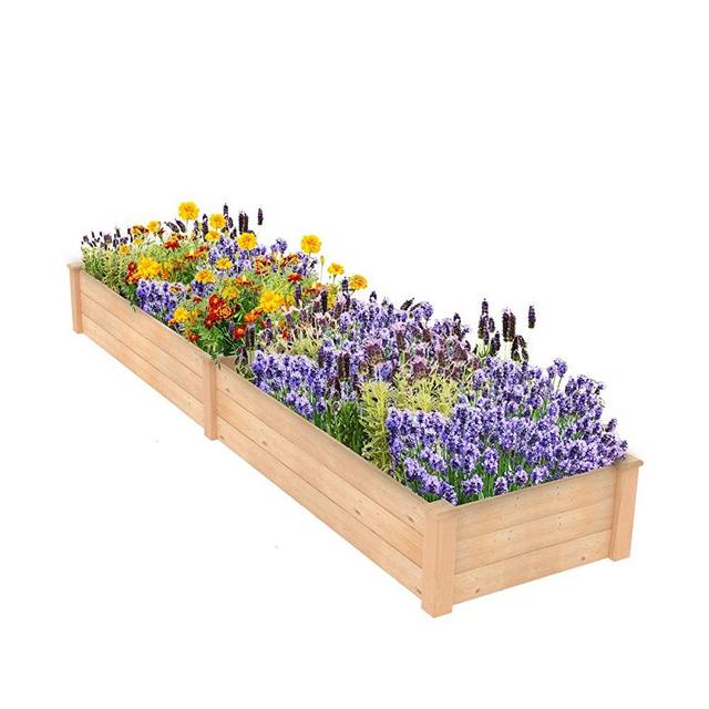 ECOgardener Raised Bed Planter, 2’x8’. Outdoor Wooden Raised Garden Bed Kit for Vegetables, Fruit, Herbs, Flowers and Plants.