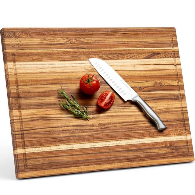WALDWERK Large Teak Wood Cutting Board (24 x 18 x 1.2") - Solid Wood Cutting Board - Extra Large Teak Wood Chopping Board - Wooden Butcher Block for Kitchen