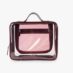 Large Clear Cosmetics Case in Glazed Dark Cherry