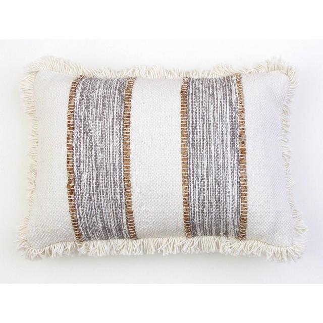 14"X20" Bodhi Jute Rope Fringe Trim Pillow Gray - Decor Therapy