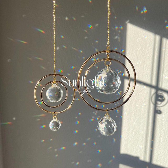 Moon&Star Crystal Ball Suncatcher | Rainbow Prism Window Decor