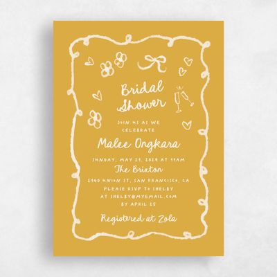 Mustard, Yellow Wedding Wedding Shower Invitation - Lalasa Portrait