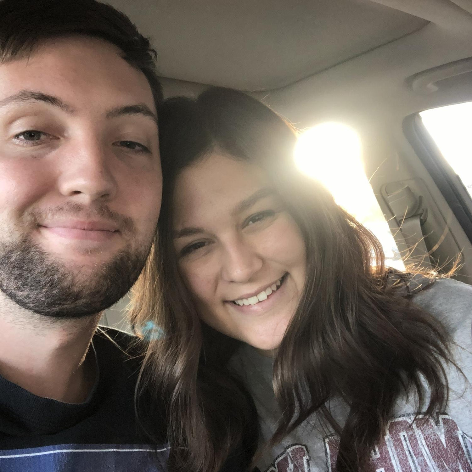 This photo was taken shortly after becoming boyfriend & girlfriend. This was in the sonic parking lot when Jon called his mom and told her he had a girlfriend ❤️