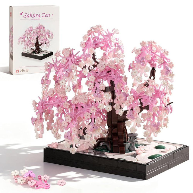 Wise Block Cherry Blossom Tree Building Block Set for Adult 900 Pcs Artificial Bonsai Tree Plants for Home Decor, Adult Ages 18