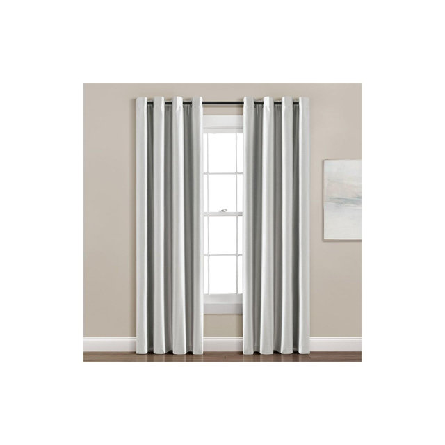 Lush Décor Insulated Grommet 100% Blackout Faux Silk Window Curtain Panel Light Gray Single 52X84