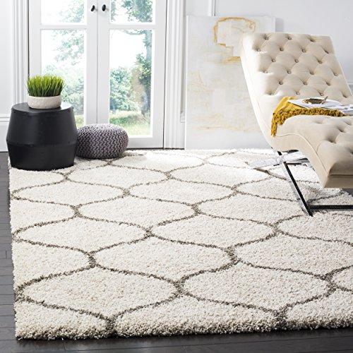 Safavieh Hudson Shag Collection SGH280B Grey and Ivory Moroccan Ogee Plush Runner (2'3" x 12')