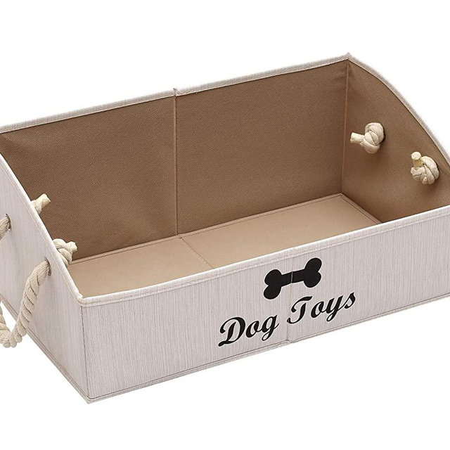 Morezi Canvas Pet Toy and Accessory Storage Bin, Basket Chest Organizer - Perfect for Organizing Pet Toys, Blankets, Leashes and Food 0605