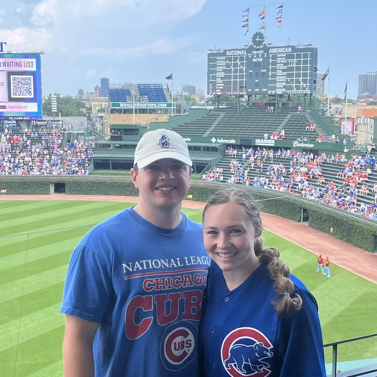 Not long into dating, we discovered our shared love for the Cubs…