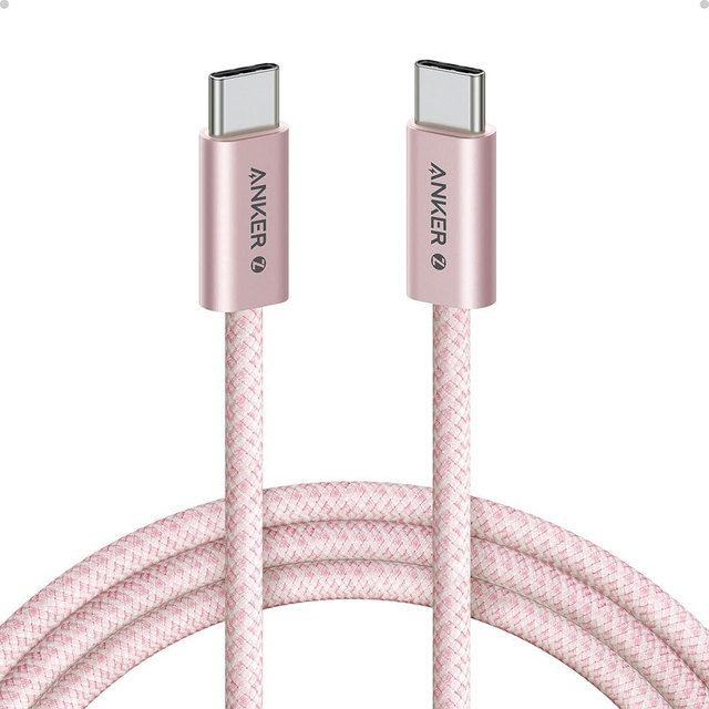 Anker Zolo USB C to USB C Cable, Braided and Dirt-Free Type-C Fast Charging Cable, Slim Connector, for iPhone 17 Series, MacBook (240W) (Pink, 6FT)