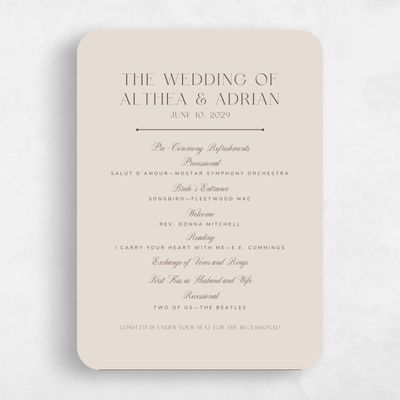 Beige Rounded Wedding Program - Conrad