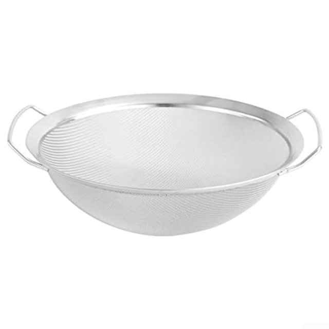 Stainless Steel Double-Handled Draining Basket, Fine Mesh Flour Sieve for Kitchen Use with Two Handles, Compatible with Oil Filtering and Food Draining(8 in（20 cm）)