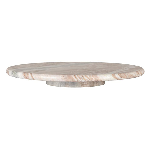 Creative Co-Op Round Marble Lazy Susan, Forest Brown