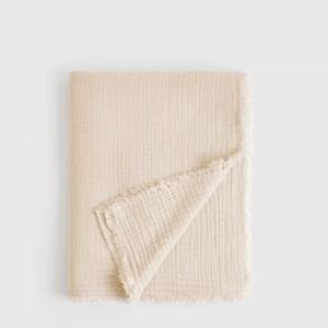 Organic Airy Gauze Throw in Dune
