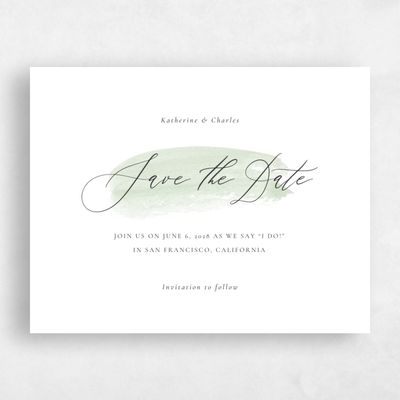 Mint, Green Wedding Save the Date - Violin Stroke