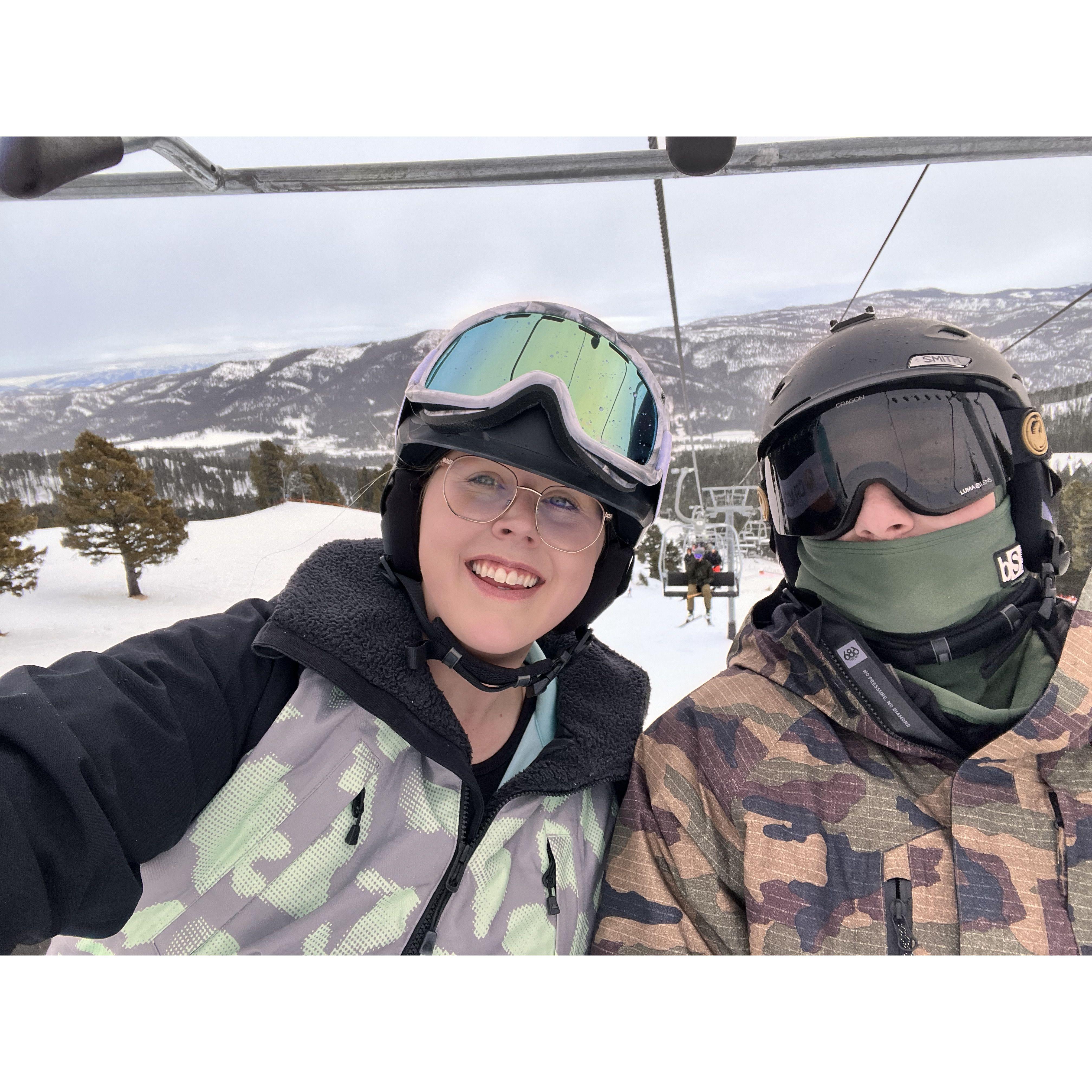 First time Preston taught me how to snowboard (yes it was terrifying!), 2024.
