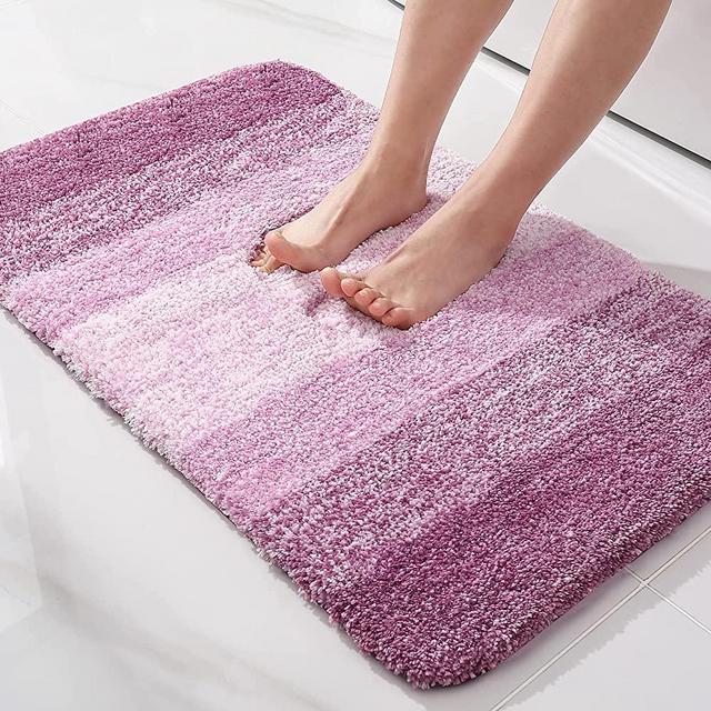 Olanly Luxury Bathroom Rug Mat, Extra Soft and Absorbent Microfiber Bath Rugs, Non-Slip Plush Shaggy Bath Carpet, Machine Wash Dry, Bath Mats for Bathroom Floor, Tub and Shower, 16x24, Purple