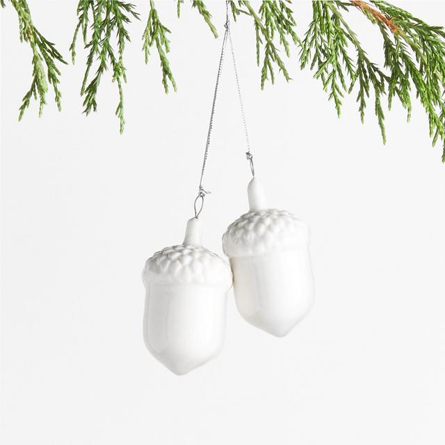 Winter Acorn Christmas Ornament, Set of 2