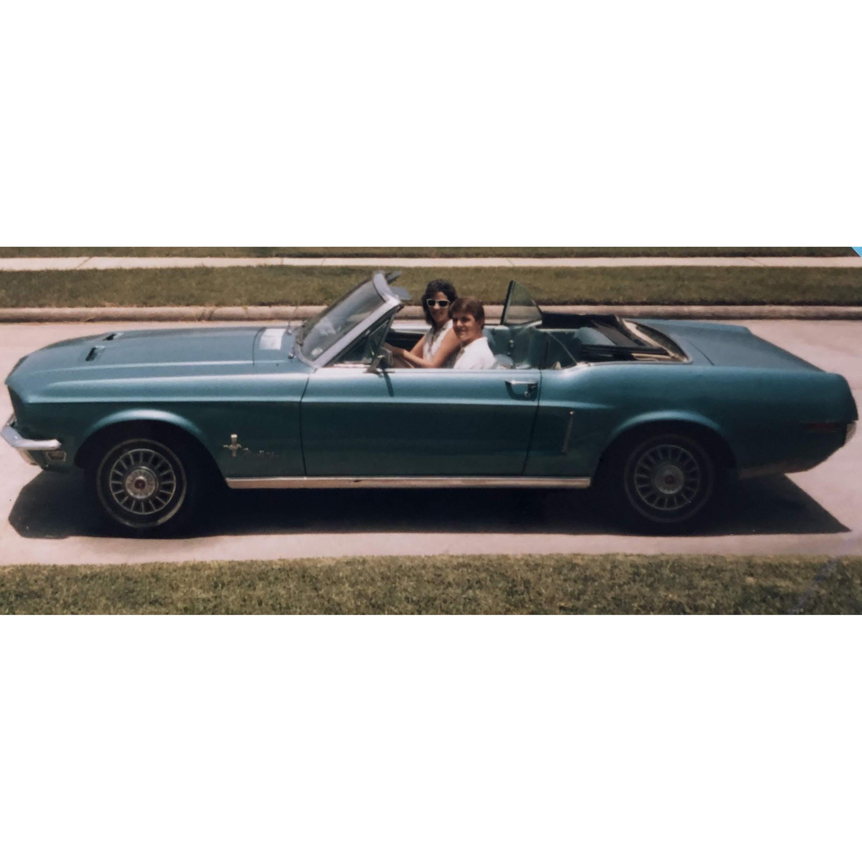 Stuart and I on our first date in 1986 in his brother's 1968 Mustang convertible.