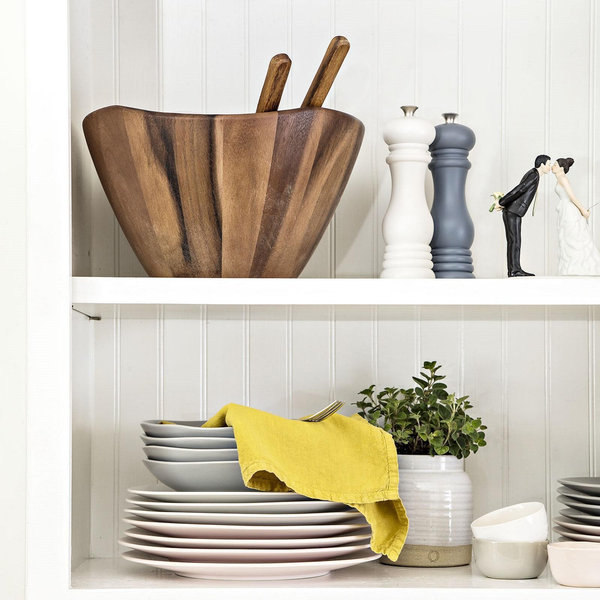 Lipper Acacia Wave Salad Serving Bowl - Thumbnail 3