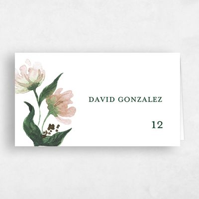 White Summer Wedding Place Card - Brookstone