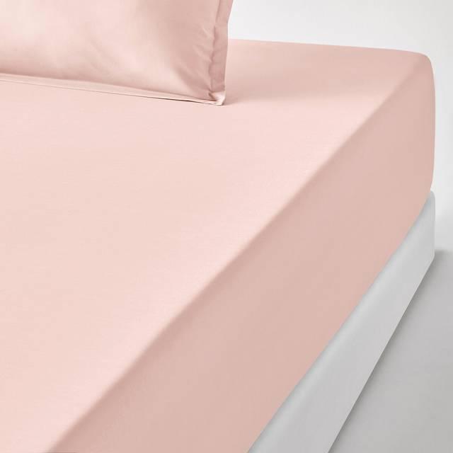 Drap housse percale de coton bonnet - Couleur Rose Poudré - Taille 160x200